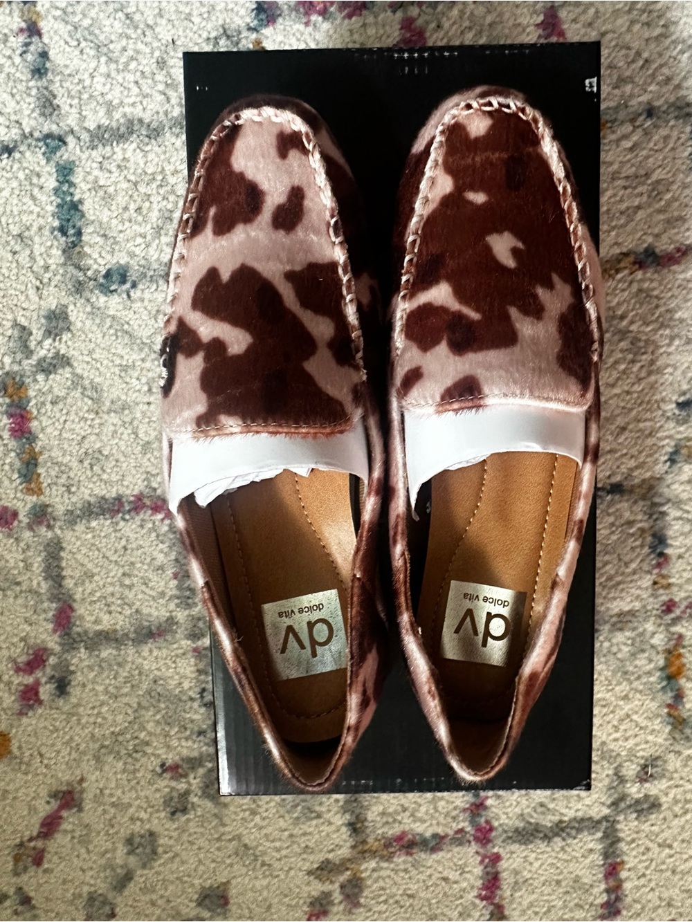 DV by Dolce Vita Brown and Cream Cowhair Loafers